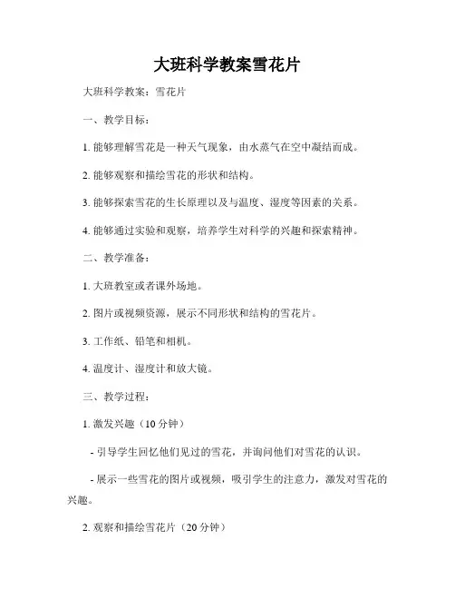 大班科学教案雪花片