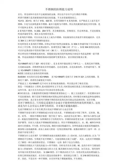 不锈钢的防锈能力说明