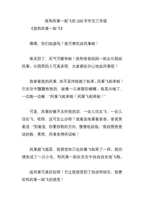 我和风筝一起飞的300字作文三年级