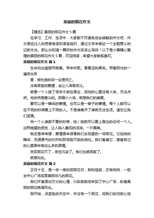 【精选】美丽的烟花作文5篇