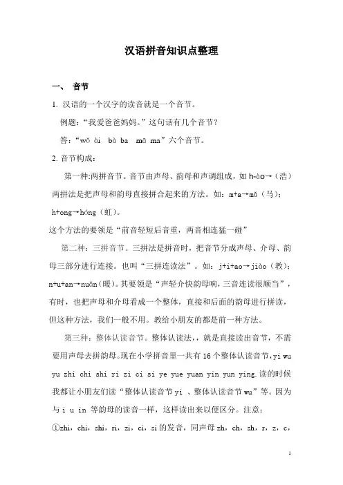 汉语拼音知识点整理