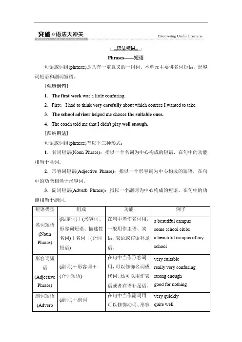2020-2021学年英语新教材人教版必修第一册学案：UNIT1突破语法大冲关含解析