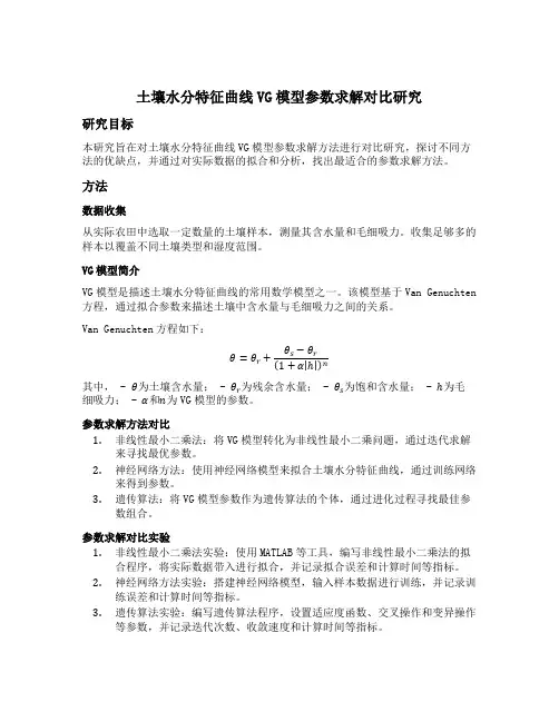 土壤水分特征曲线vg模型参数求解对比研究