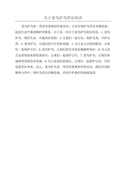 关于爱鸟护鸟的宣传语