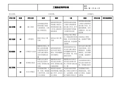 工程供应商评价表