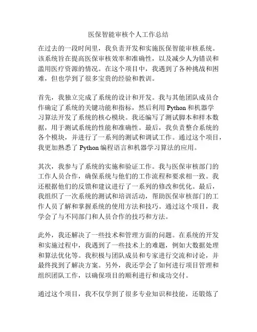 医保智能审核个人工作总结