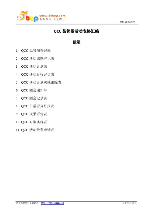 QCC品管圈活动表格汇编