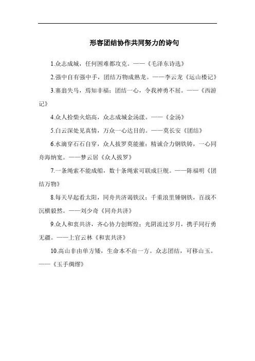 形容团结协作共同努力的诗句