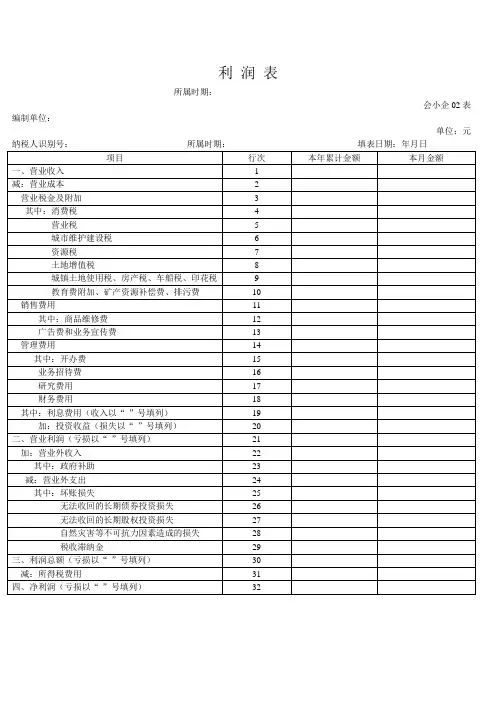 利润表(最新版)