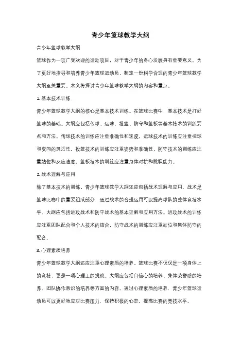 青少年篮球教学大纲