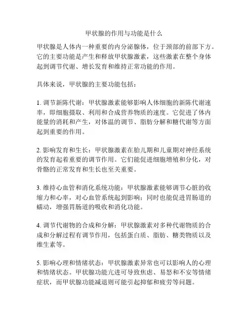 甲状腺的作用与功能是什么