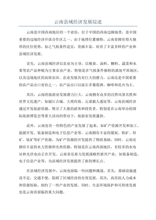 云南县域经济发展综述