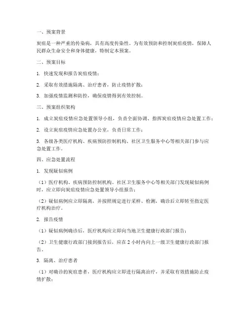 炭疽患者应急处置预案