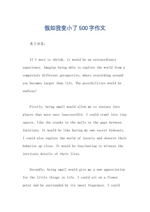 假如我变小了500字作文