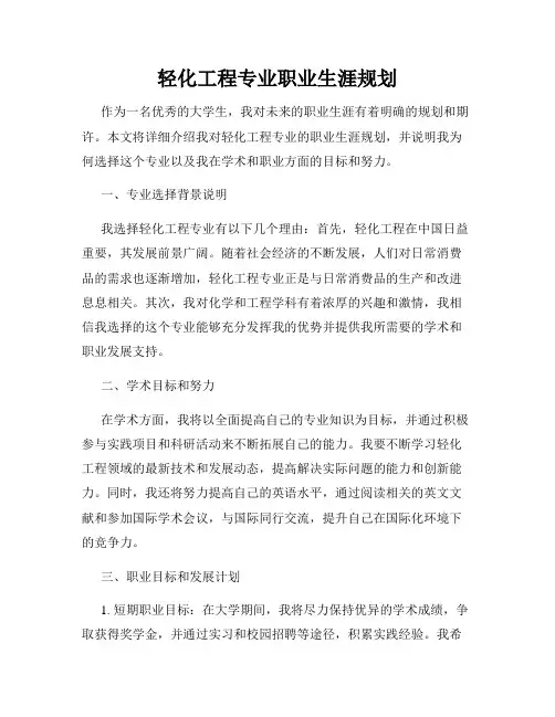 轻化工程专业职业生涯规划