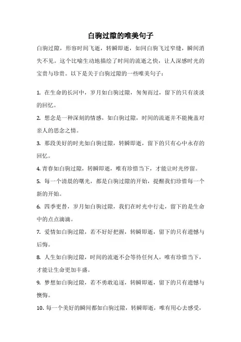 白驹过隙的唯美句子