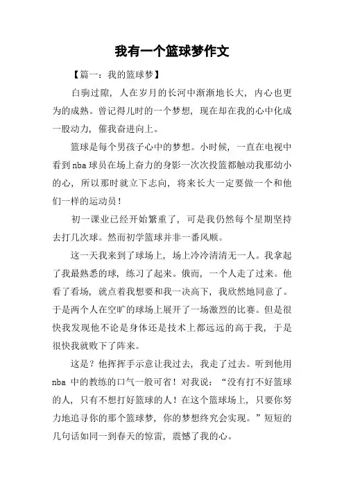 我有一个篮球梦作文