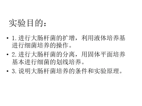 实验一大肠杆菌的分离和培养