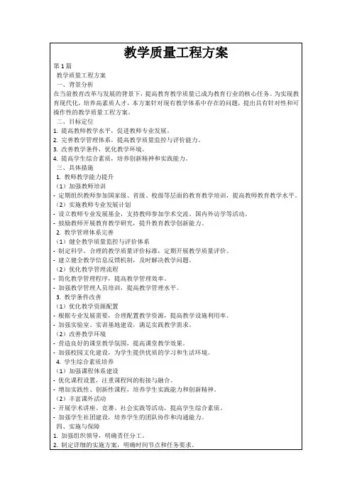 教学质量工程方案