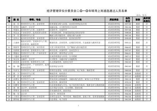 西南交大经管学院导师名单