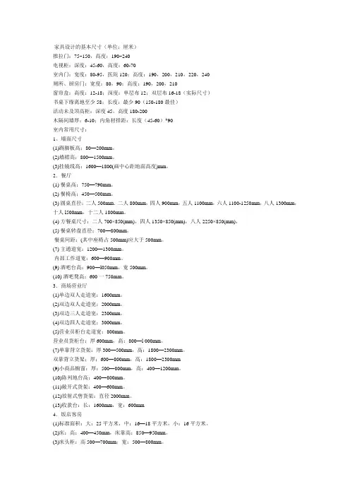 家具设计的基本尺寸