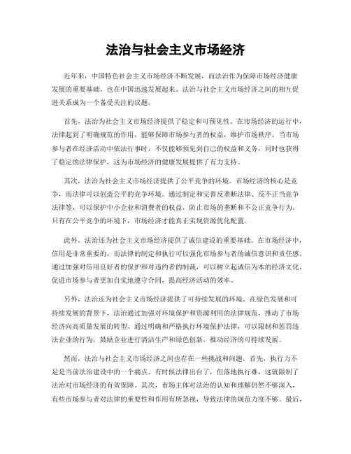 法治与社会主义市场经济