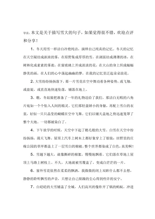 描写雪大的句子
