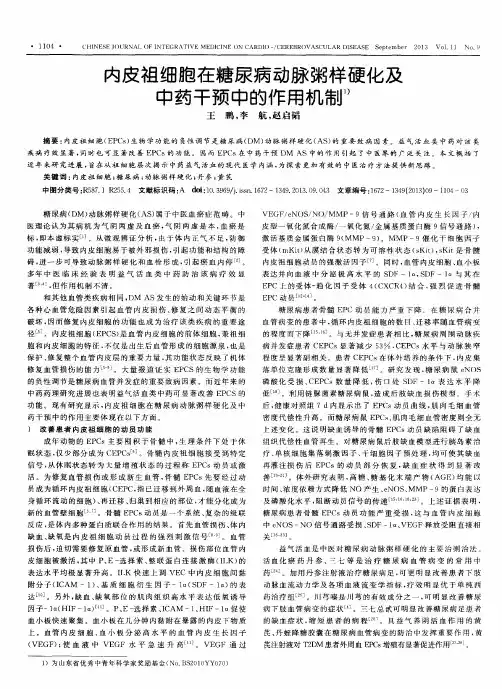 内皮祖细胞在糖尿病动脉粥样硬化及中药干预中的作用机制