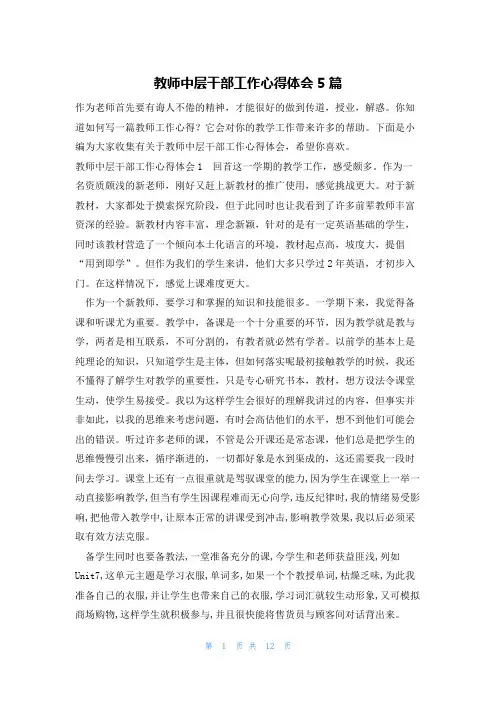 教师中层干部工作心得体会5篇