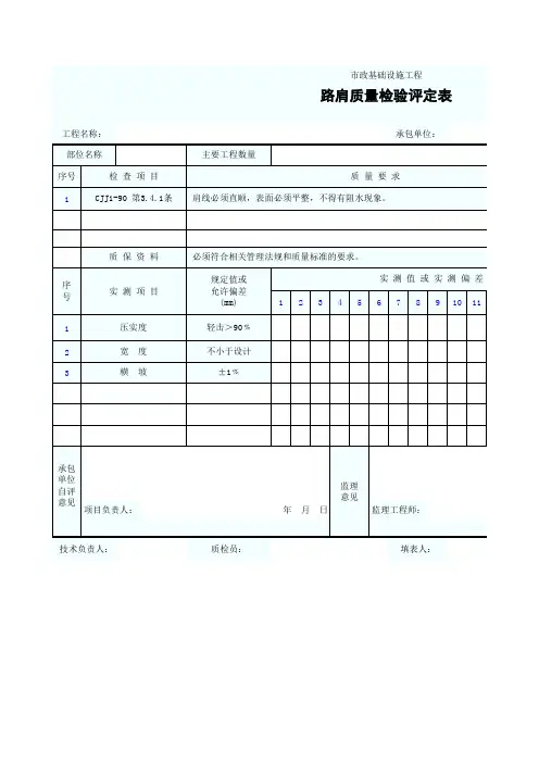 路肩质量检验评定表