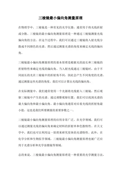 三棱镜最小偏向角测量原理