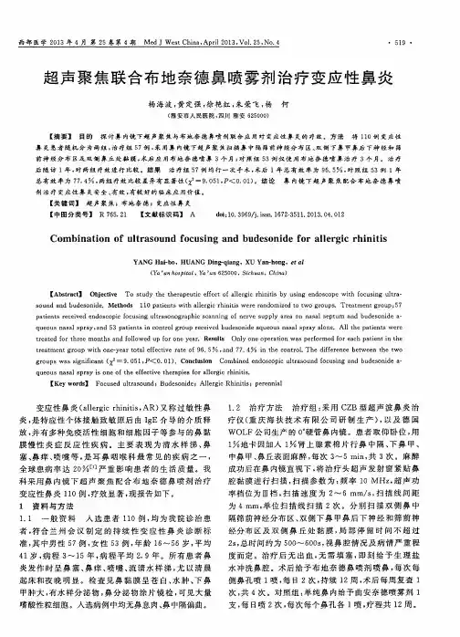 超声聚焦联合布地奈德鼻喷雾剂治疗变应性鼻炎