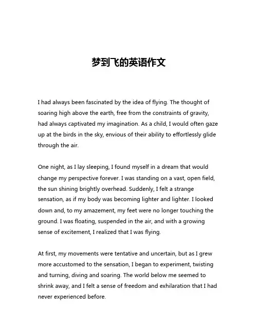 梦到飞的英语作文