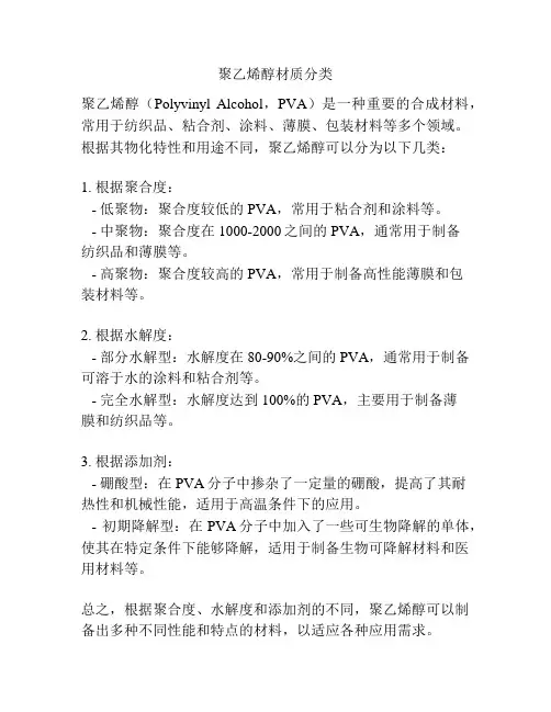 聚乙烯醇材质分类