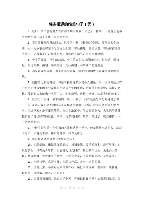 感谢相遇的唯美句子(优)