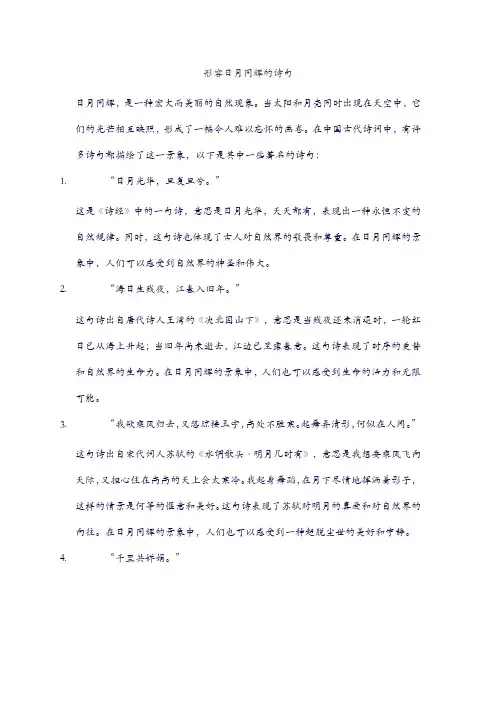 形容日月同辉的诗句