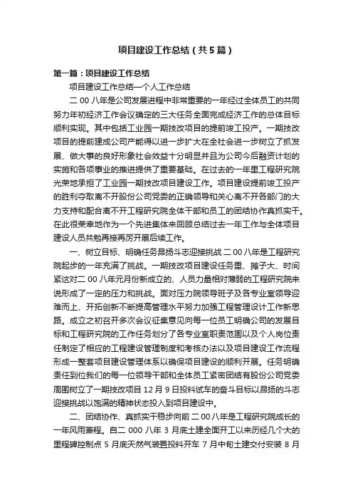 项目建设工作总结（共5篇）
