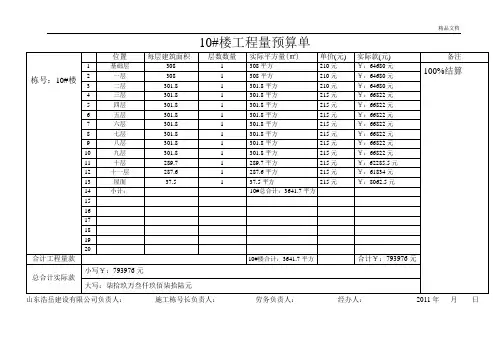 工程量结算单-劳务组