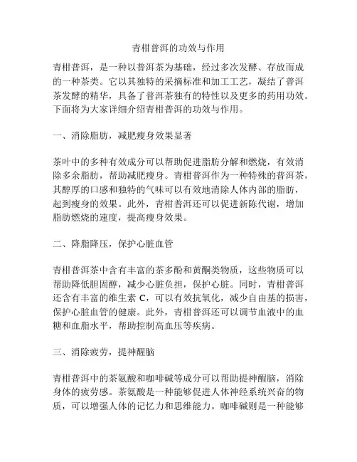 青柑普洱的功效与作用