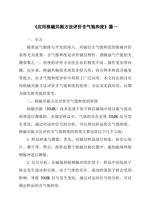 《应用核磁共振方法评价含气饱和度》