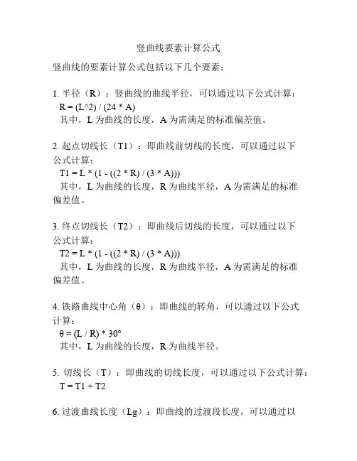 竖曲线要素计算公式