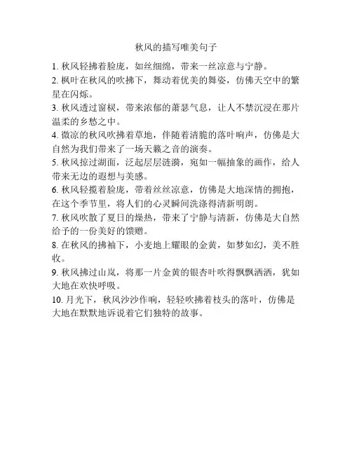 秋风的描写唯美句子