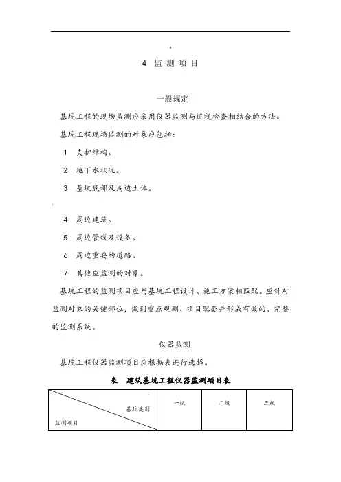 建筑基坑工程监测技术规范