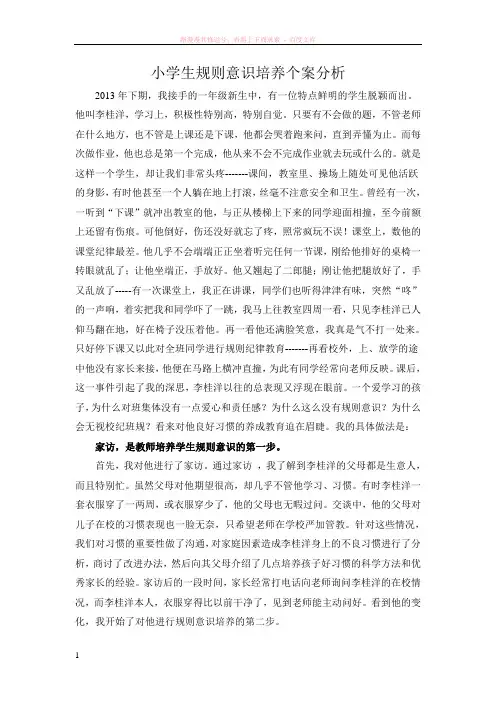 小学生规则意识培养个案分析 (1)