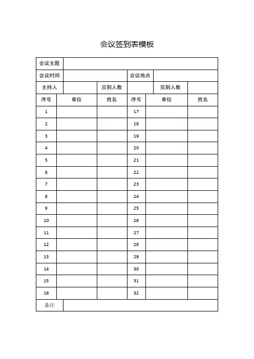 会议签到表模板
