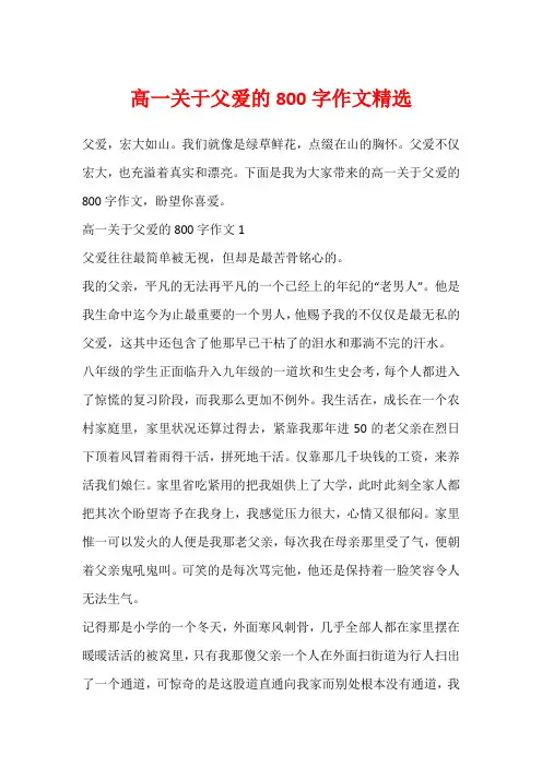 高一关于父爱的800字作文精选