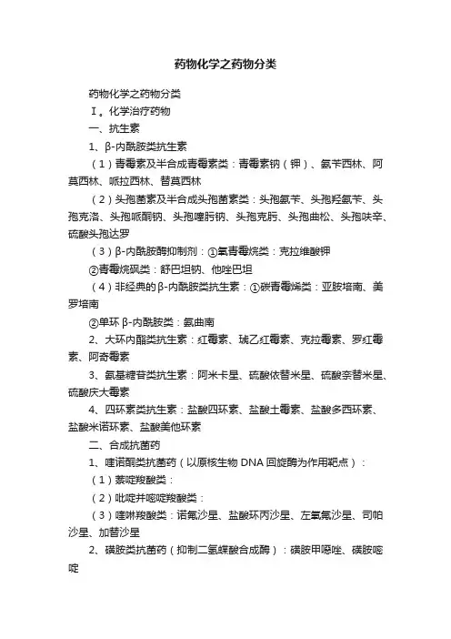 药物化学之药物分类
