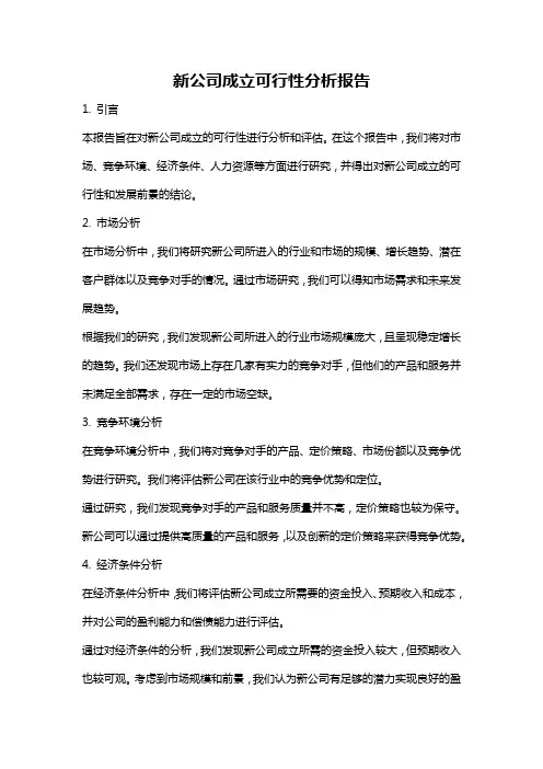 新公司成立可行性分析报告