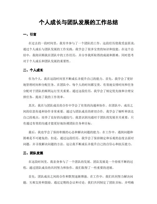 个人成长与团队发展的工作总结