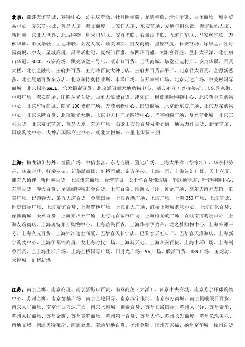 中国知名商场名称